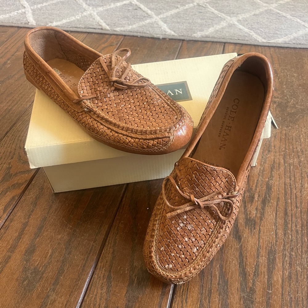 NEW IN BOX Cole Haan Brown Woven Loafers